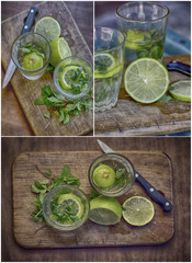 preparation of alcoholic cocktail with lime and rum