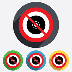 No CD or DVD sign icon. Compact disc symbol.