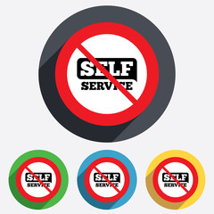No Self service sign icon. Maintenance button.