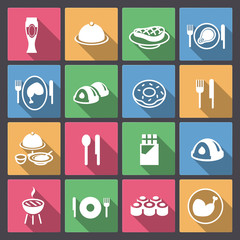 set of grill and sweets icons in flat design
