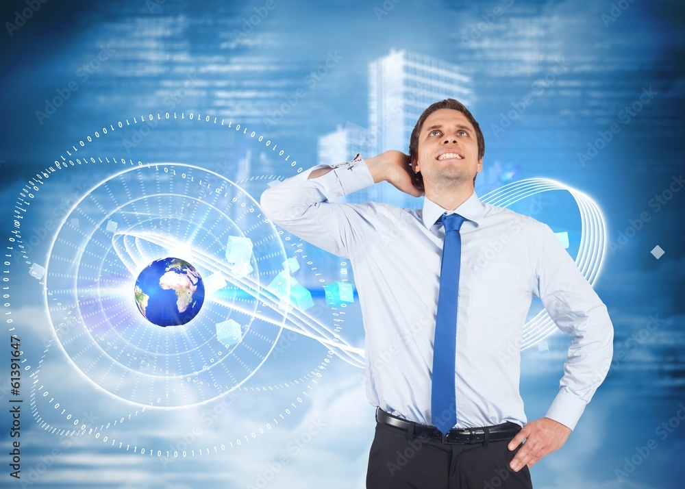 Poster composite image of thinking businessman scratching head