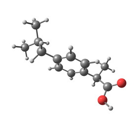 Ibuprofen molecular structure on white background