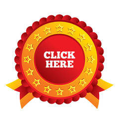 Click here sign icon. Press button.