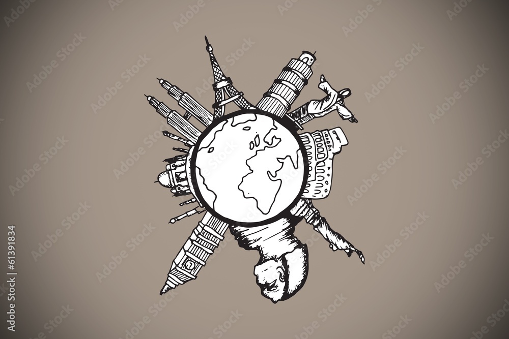 Poster composite image of landmarks around the world