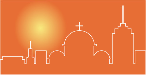 Obraz premium skyline at sunset or sunrise