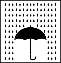 raining over umbrella