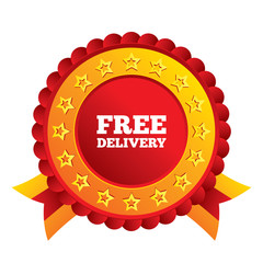 Free delivery sign icon. Delivery button.