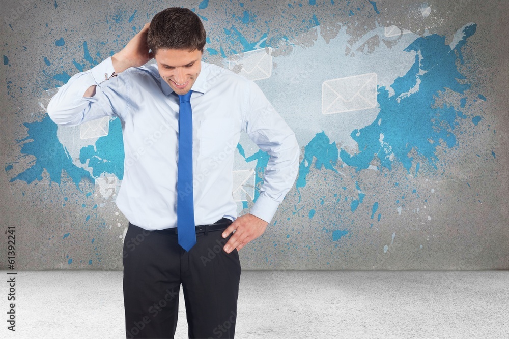 Poster composite image of thinking businessman scratching head