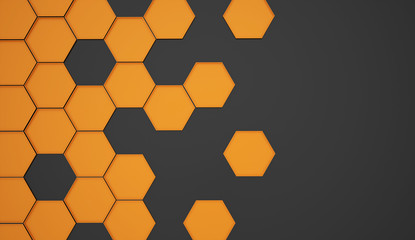 Orange abstract hexagonal background