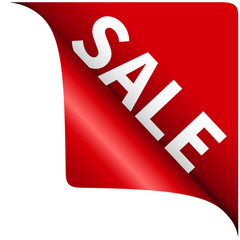 curled corner red with text sale