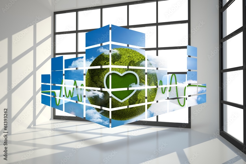 Poster composite image of green earth on abstract screen