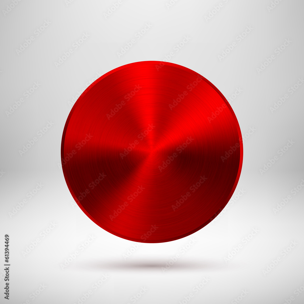 Poster red abstract circle button with metal texture