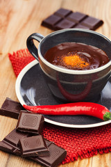 Hot chocolate with chili pepper