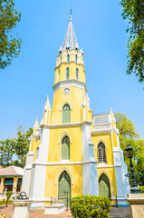 Fototapeta na wymiar Wat Niwet Thammaprawat Temple Church in ayutthaya Thailand