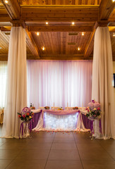 beautiful wedding table in the restaurant