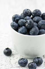 Bowl of blueberries, closeup