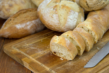 Different types of fresh bread