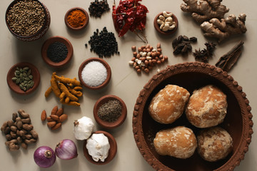 Fototapeta na wymiar Ingredient mixture is a combination of spices, herbs