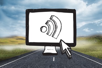 Composite image of wifi icon on computer screen