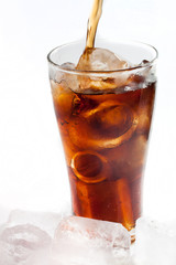Full glass of cola, isolated on white background