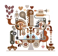 Fotobehang Coffee factory - vector illustration ©  danjazzia