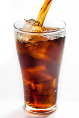 Full glass of cola, isolated on white background