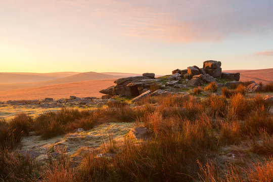 Sunrise Rowtor Dartmoor Devon Uk