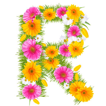 Spring color letter with flower "R" 