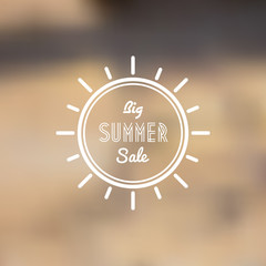 Big Summer Sale Vector Retro Poster with Abstract Blurred Backgr