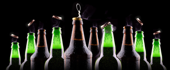 bottles of beer on ice