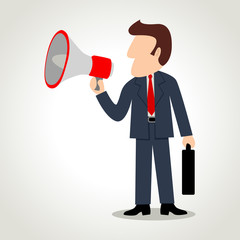 Fototapeta premium Simple cartoon illustration of a businessman with megaphone