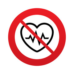 No Heartbeat sign icon. Cardiogram symbol.