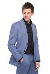Male fashion model in business suit