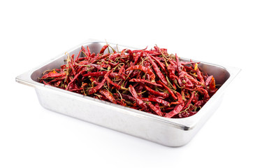 Fototapeta premium dried red chilli pepper isolated white background