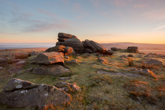 Sunrise Rowtor Dartmoor Devon Uk
