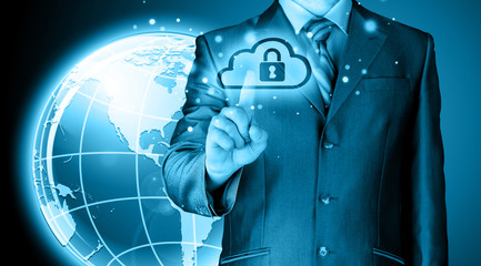 Secure Online Cloud Computing Concept with business man