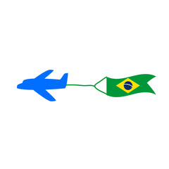 airplane with brasil flag color vector