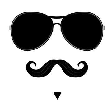 mustache and glasses on face vector