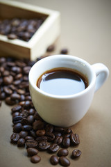 Coffee cup and beans
