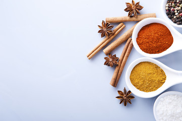 Various spices selection.