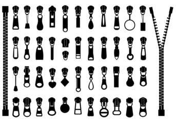Set Of Different Zippers