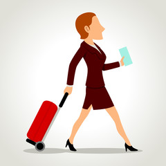 Cartoon of a businesswoman carrying a suitcasase