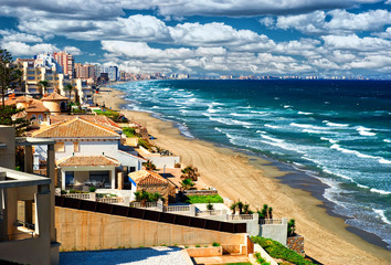 Beautiful tropical beach, La Manga seaside, Spain