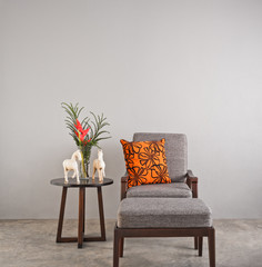 Grey upholstered chair