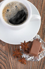 coffee with chocolate and dry breakfast
