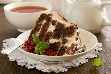 Chocolate cake with   cream