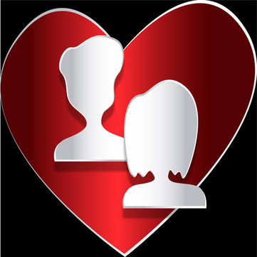 3d man and woman heart
