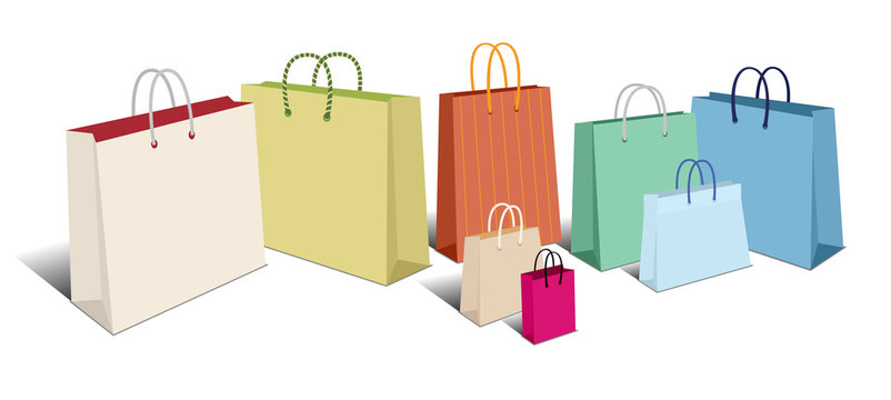 Retro Shopping Bags, Carrier Bags Icons Symbols