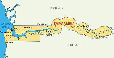 Republic of the Gambia - vector map - obrazy, fototapety, plakaty
