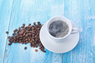 coffee cup and beans